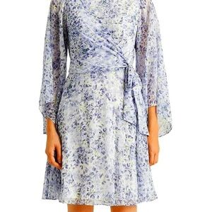 Lauren‎ Ralph Lauren Blue Floral Georgette Dress Sz 10